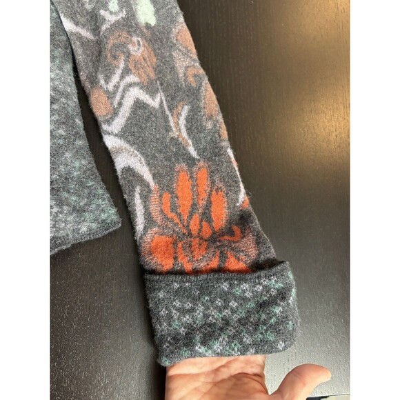 Ivko Wool Cardigan Jacket Grey Floral XXL Zip Front Long Sleeve Embroidered - Picture 9 of 16